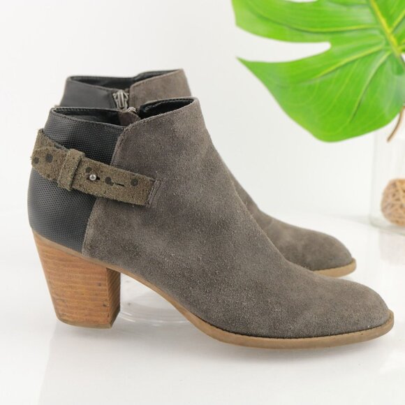 Dolce Vita Womens Sierra Boot Size 10 Gray Suede Block Heel Bootie Boho Chic - Picture 5 of 12